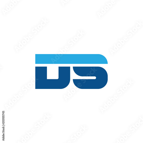 Initial letter DS, straight linked line bold logo, simple flat blue colors
