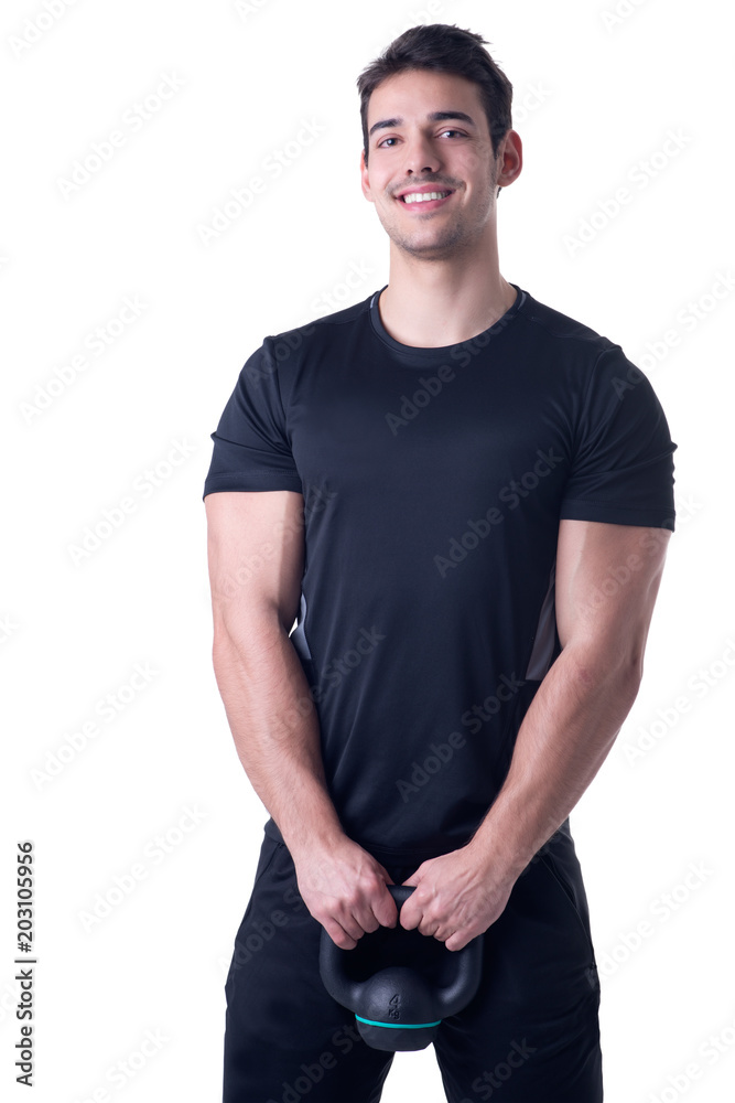 Fototapeta premium Fit Male Holding a Kettlebell