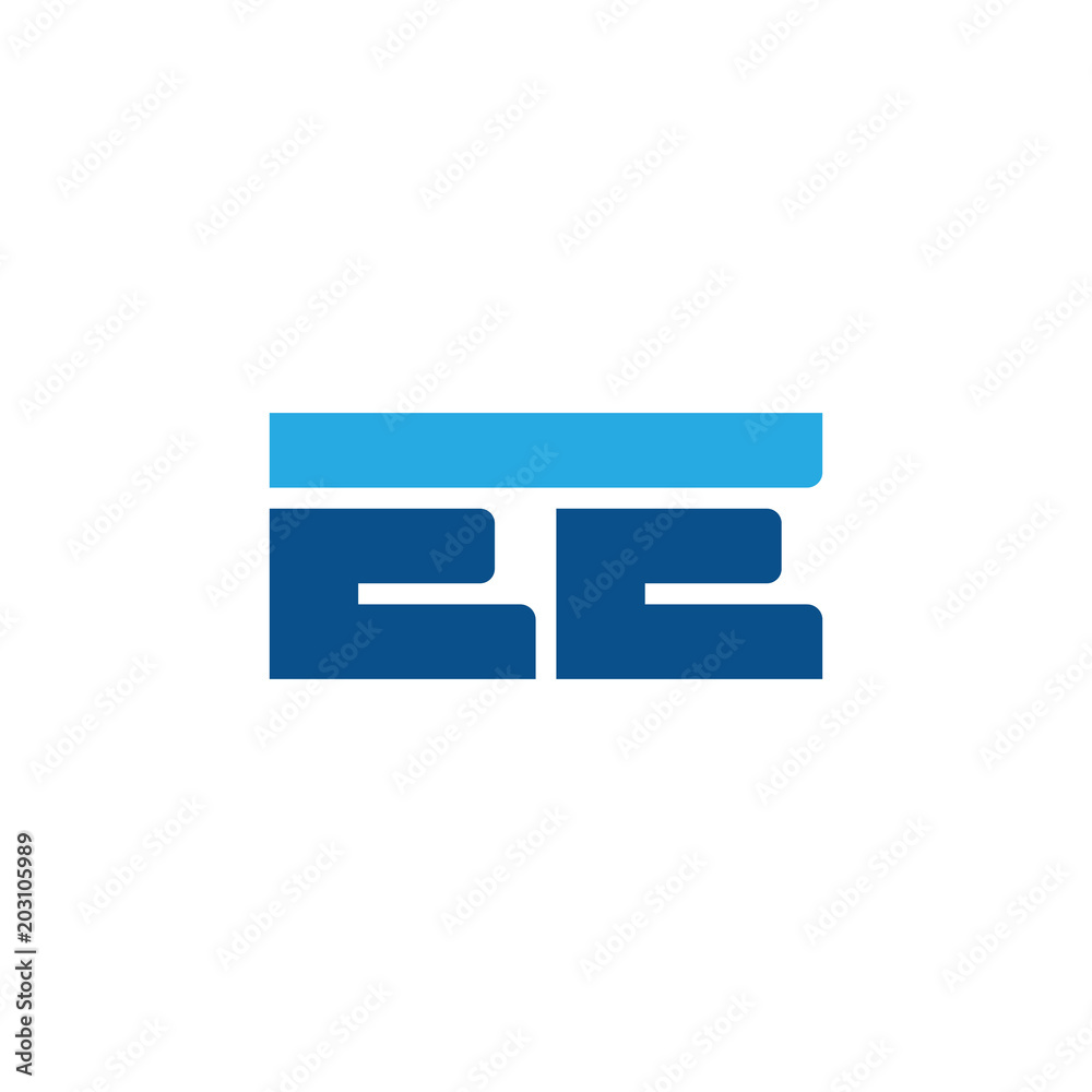 Initial letter EE, straight linked line bold logo, simple flat blue colors Initial letter EE, straight linked line bold logo, simple flat blue colors