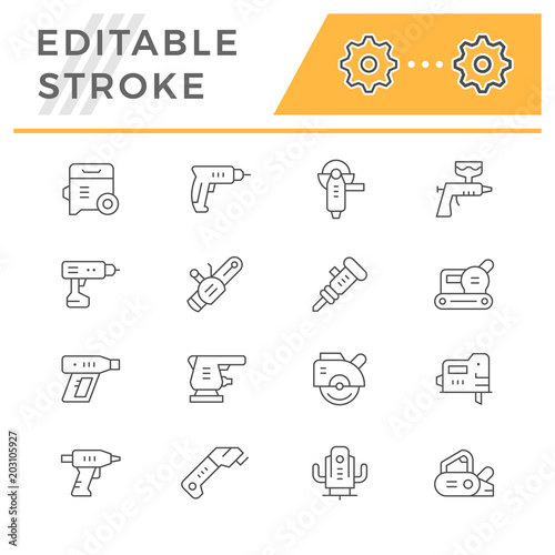 Set line icons of electric tools
