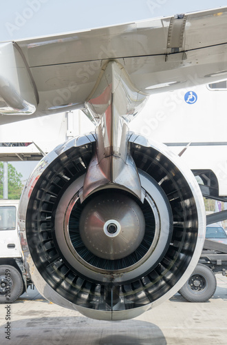Behind the turbine engine of AIRBUS A320 NEO