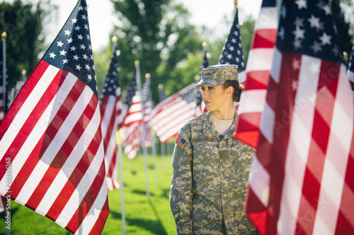 Portrait of hispanic American female soldier
