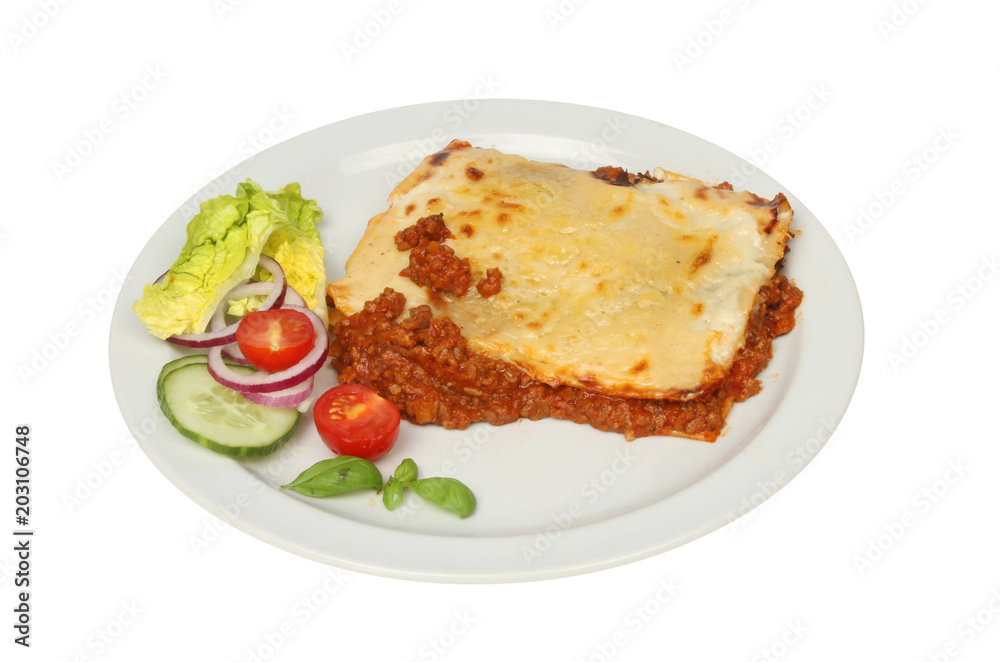 Beef lasagna and salad
