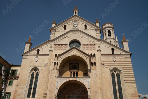 Verona cathedral facade  Italy. UNESCO world heritage site