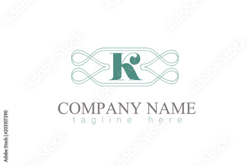Vector Letter K Decorative Ornament Frame Design.