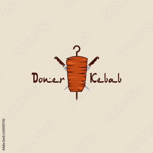 Doner kebab logo templates. Vector creative labels for Turkish and Arabian fast food restaurant.