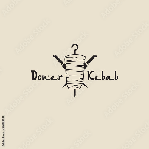 Doner kebab logo templates. Vector creative labels for Turkish and Arabian fast food restaurant.