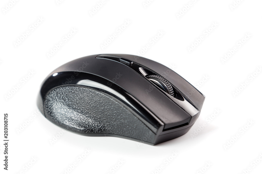 computer mouse wireless black plastic isolated on white background computer mouse wireless black plastic isolated on white background