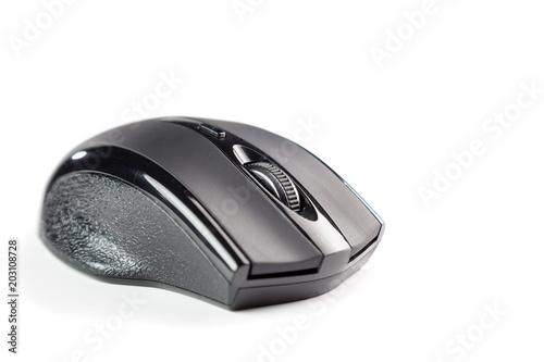 computer mouse wireless black plastic isolated on white background © KPad