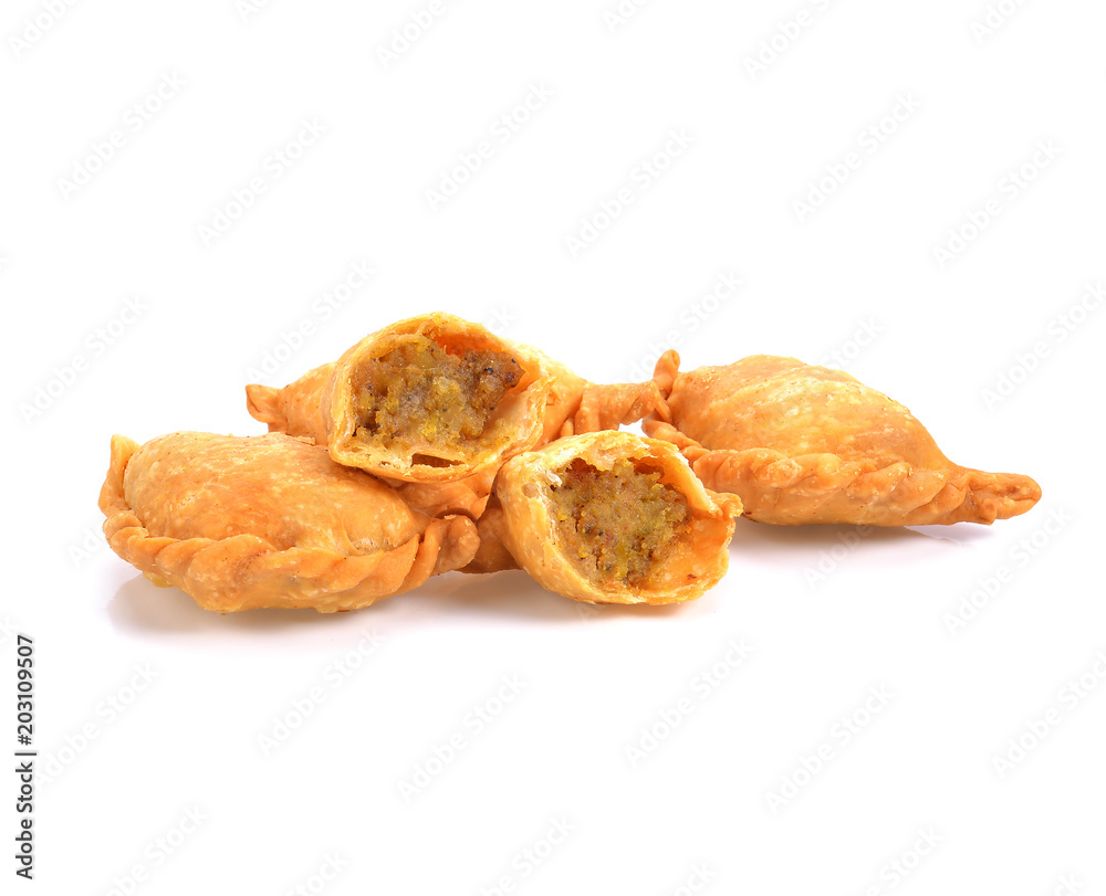 Curry puff on white background. Curry puff on white background.