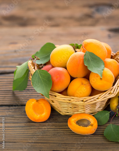 Fresh apricots in the basket