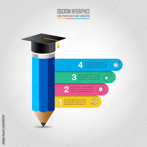 Education infographics template 4 step option.