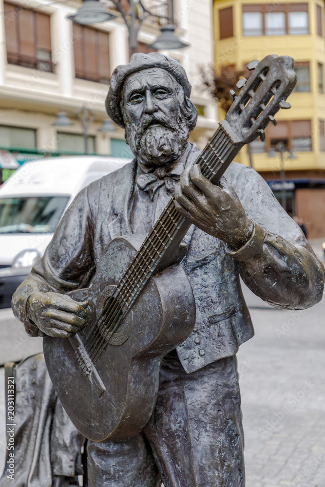 Monumnt to Jose Maria Iparragirre, guitarist in Gernika Spain Monumnt to Jose Maria Iparragirre, guitarist in Gernika Spain