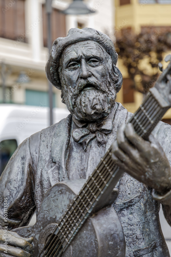 Monumnt to Jose Maria Iparragirre, guitarist in Gernika Spain