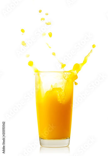 Splash in a glass of orange juice