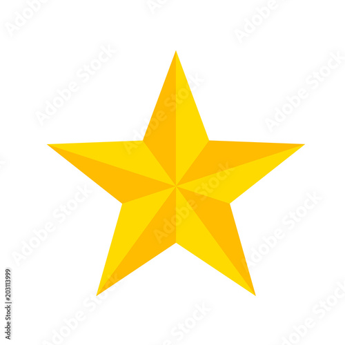 Yellow cartoon star on white  stock vector illustration