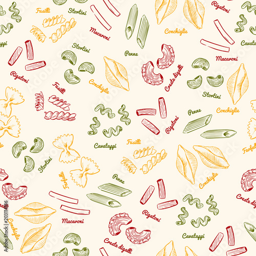 Pasta set ,seamless pattern vector.