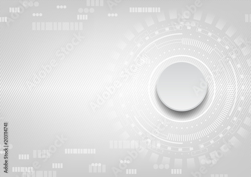 Gray button on white user interface background with small dots and rectangles. vector technology concept
