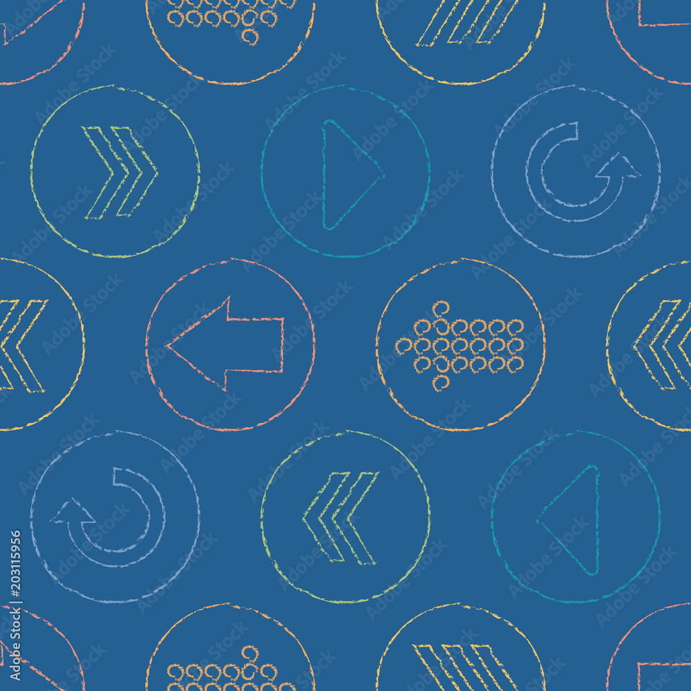 Vector Sketchy Arrow Circles Seamless Pattern Background