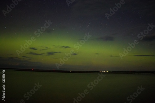 Northern lights and Aurora over Lake Superior on the North Shore of Lake Superior in Minnesota