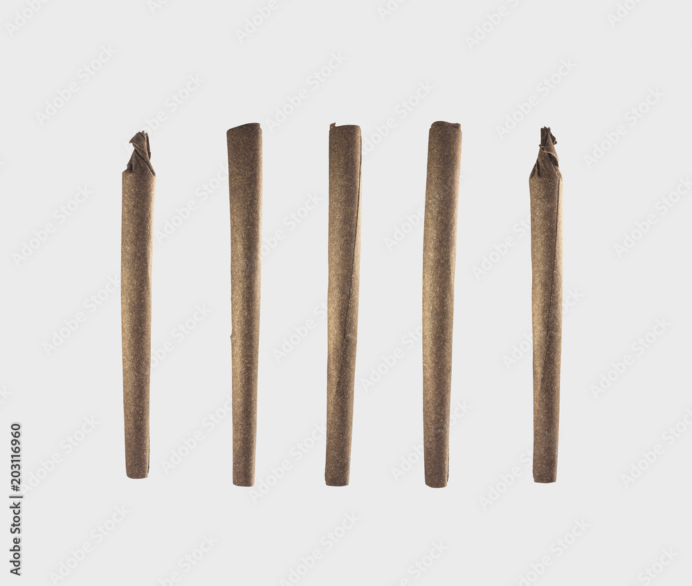 Set of Large Pre-Rolled Marijuana Cigars - Blunts - Isolated