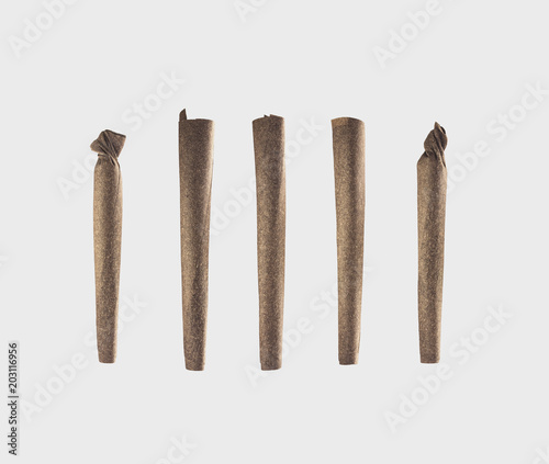 Canvas Print Set of Small Pre-Rolled Marijuana Cigars - Blunts - Isolated