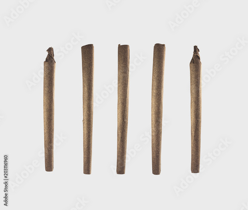 Set of Large Pre-Rolled Marijuana Cigars - Blunts - Isolated photo