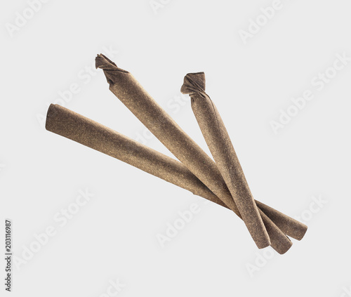 Set of 3 Pre-Rolled Marijuana Cigars - Blunts - Isolated