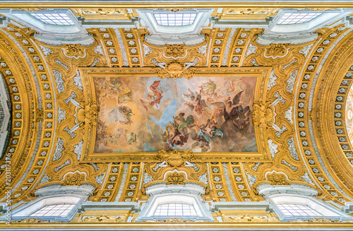 The vault of the Basilica of the Santi Ambrogio e Carlo al Corso, in Rome, Italy. photo