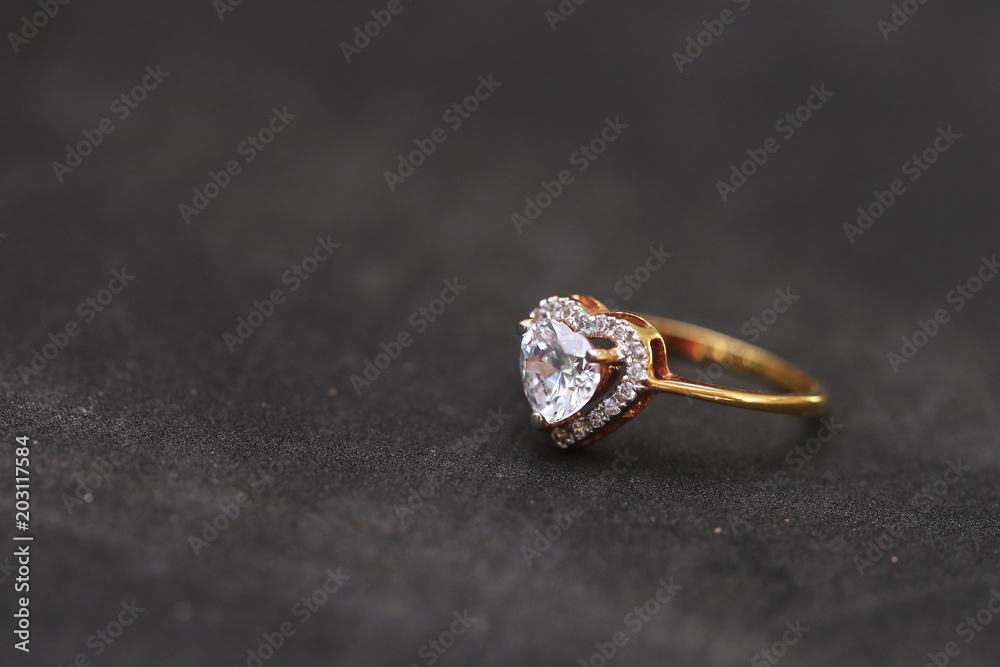 Diamond heart on gold ring Diamond heart on gold ring