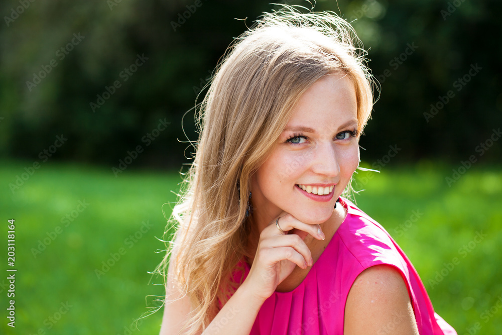 Portrait close up of young beautiful blonde woman Portrait close up of young beautiful blonde woman