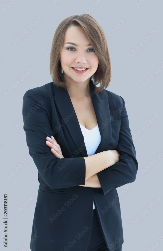 Modern business woman in the office with copy space Modern business woman in the office with copy space