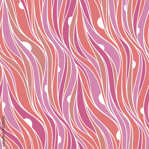 Seamless spring vector pattern with lines. Abstract colorful wavy nature eco background.