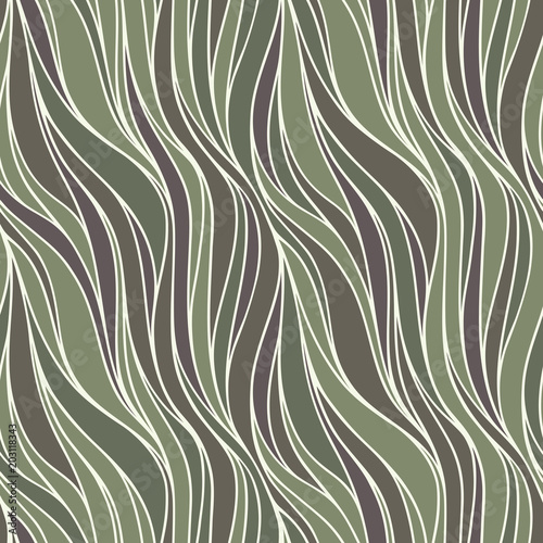Seamless spring vector pattern with lines. Abstract colorful wavy nature eco background.