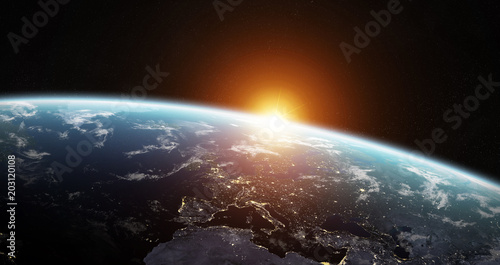 View of blue planet Earth in space 3D rendering elements of this image furnished by NASA © sdecoret