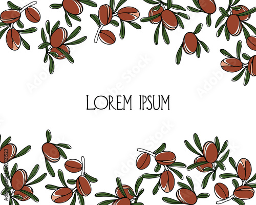 Hand drawn argan tree branches