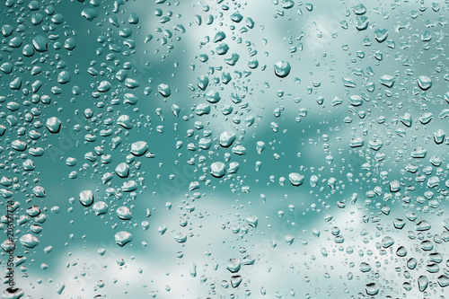 Raindrops on window glass   rainy day