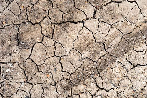 Crack soil on dry season , global warming effect . texture .