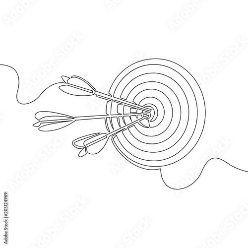 Continuous one line Vector arrows sticking target
