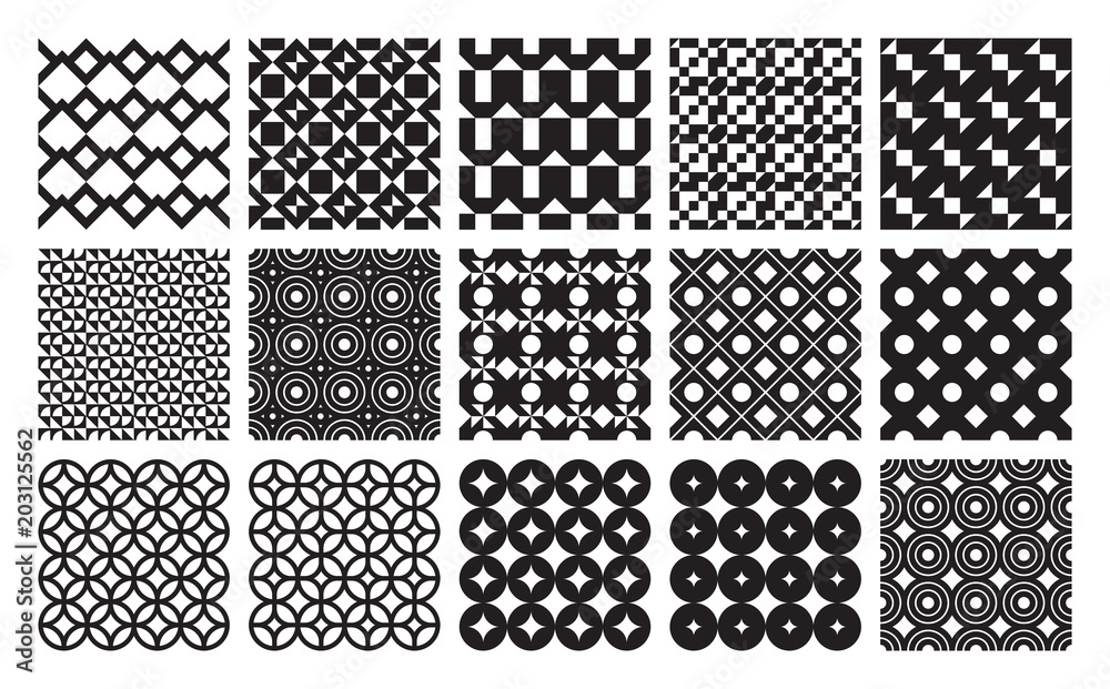 Vector seamless geometric patterns set classic ornament