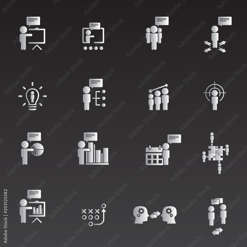 business training icon set business training icon set