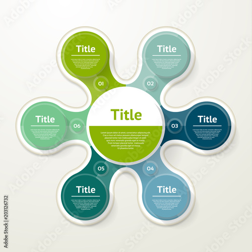 Vector circle infographic. Template for diagram, graph, presentation and chart. Business concept with 6 options, parts, steps or processes. Abstract background.Vector circle infographic.