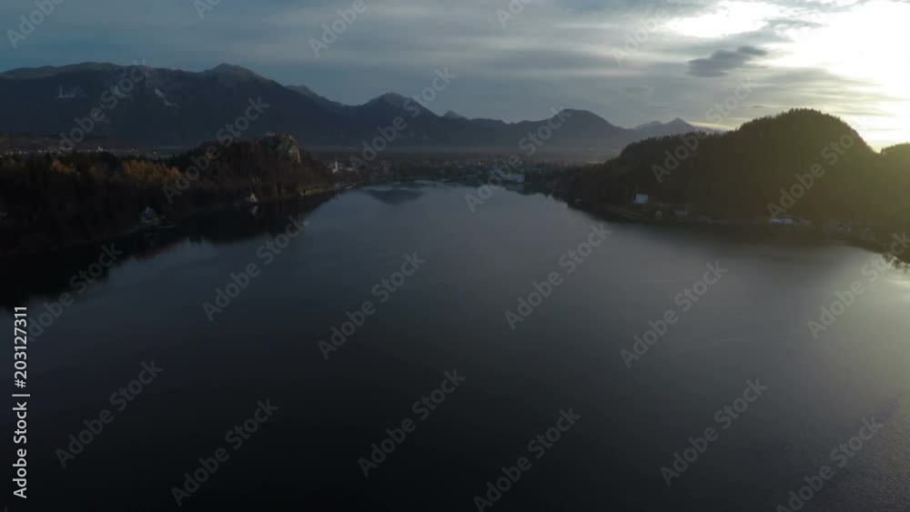 Aerial view of Bled lake Aerial view of Bled lake