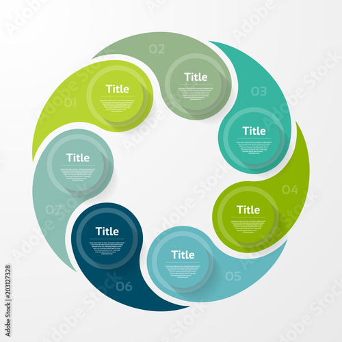 Vector infographic template for diagram, graph, presentation and chart. Business concept with 7 options, parts, steps or processes
