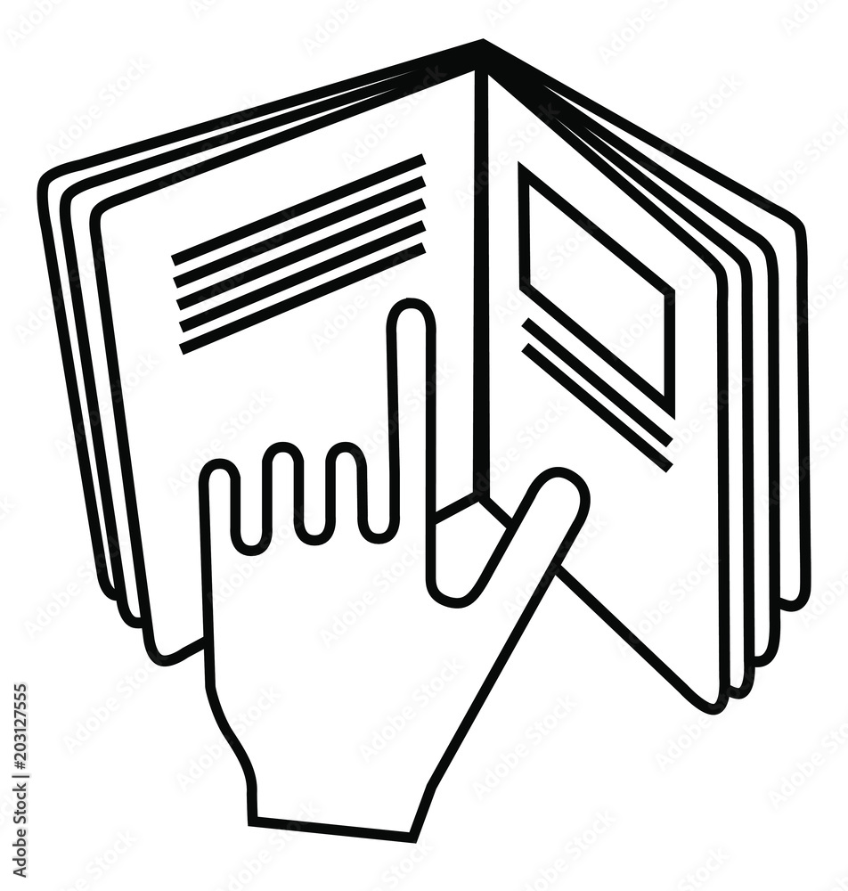 Icon of an open book. Hands holding an open book - vector image