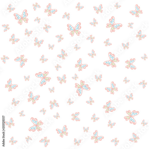 Background with colorful graceful butterflies