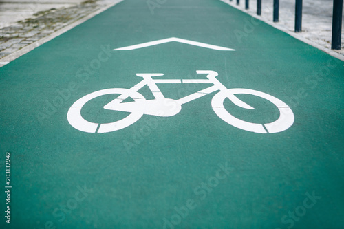 bicycle road with arrows. bicycle and modern ecological public movement.