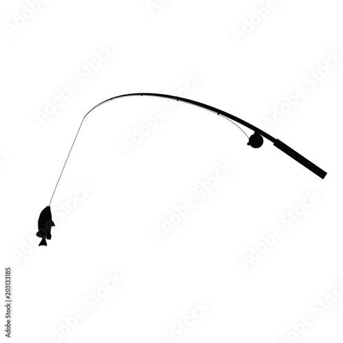 fishing rod with fish illustration in black