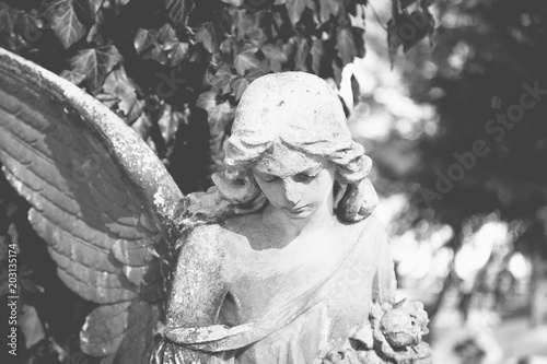 Death. Angel. Ancient sculpture. (pain, fear, future, the end concept)