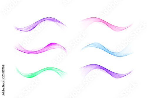 Set of abstract color waves. Vector illustration